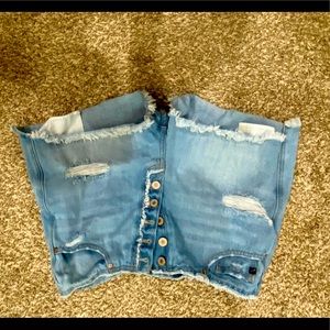 Womens Kankan High Rise Buttom Up Jean Shorts Sz L